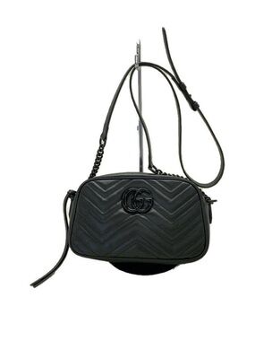 Gucci Marmont Black Quilted GG Chevron Crossbody Bag